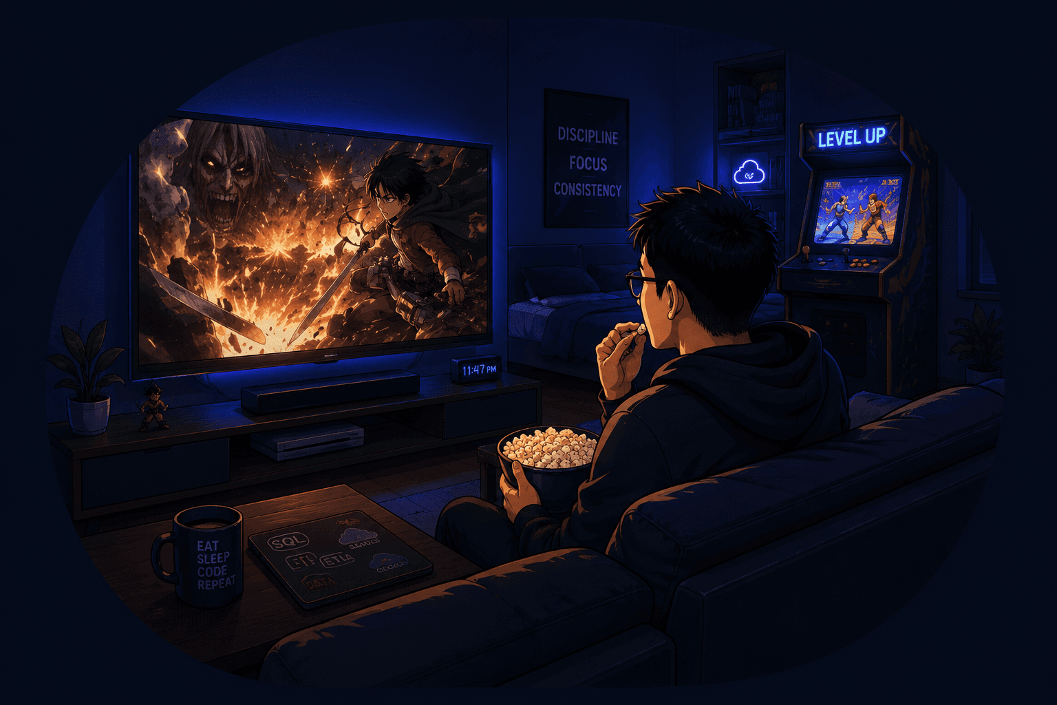 Josh relaxing — gamer at heart